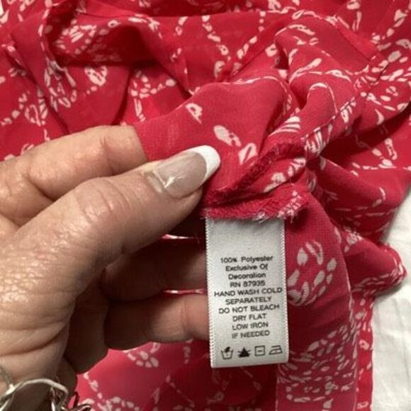 Susan Graver Style Women’s Embroidered Top Tunic Sz 2X Flowy Red - Picture 7 of 8